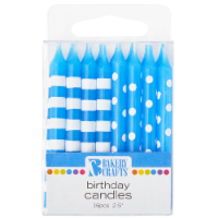 Bakery Crafts Blue with Stripes & Polka Dots Birthday Candles