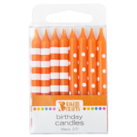 Bakery Crafts Orange with Stripes & Polka Dots Birthday Candles