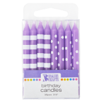 Bakery Crafts Purple with Stripes & Polka Dots Birthday Candles