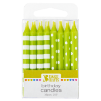 Bakery Crafts Lime Green with Stripes & Polka Dots Birthday Candles