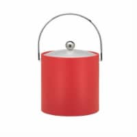 Kraftware 10766 B.C. Red 3 Quart Ice Bucket- Chrome Bale Handle- Chrome Flat Knob- Frosted Vi Perspective: Main