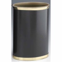 Kraftware 50074 Sophisticates Black with Polished  Brass Waste Basket with 0.75 Inch Bands an