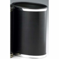 Kraftware 67574 Sophisticates Black with Polished Chrome Waste Basket with Chrome Bands and B