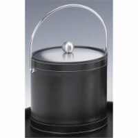 Kraftware 68768 Stitched Black 3 Quart Stitched Ice Bucket with Bale Handle and Metal Cover