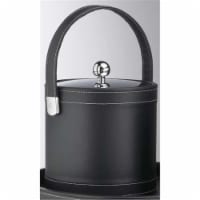 Kraftware 68773 Stitched Black 3 Quart Stitched Ice Bucket with Stitched Handle and Metal Cov Perspective: Main