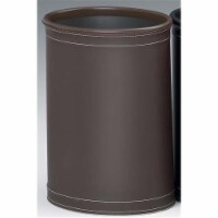 Kraftware 68874 Stitched Brown Stitched Waste Basket with Silver Basket