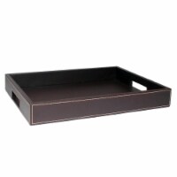 Kraftware Corp 69001 Brown With Tan Stitching Vanity Tray