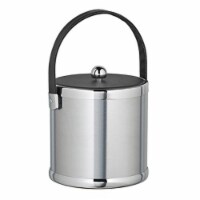 Kraftware Corp 70473 Brushed Chrome 3 qt. Ice Bucket With Black Stitched Handle And Fabric Li Perspective: Main