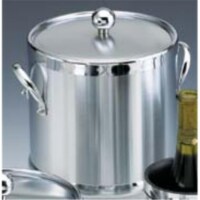 Kraftware 70493 Brushed Chrome 3 Quart Ice Bucket with Side Handles and Metal Cover