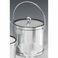 Kraftware 76368 Mylar Brushed Chrome 3 Quart Ice Bucket with Chrome Bale Handle  Bands