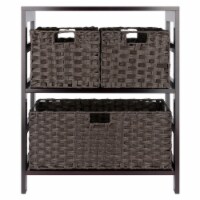 Leo 4-Pc Storage Shelf With 3 Foldable Woven Baskets, Espresso And Chocolate