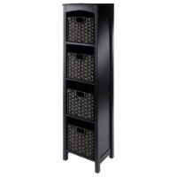 Terrace 5-Pc Storage Shelf With 4 Foldable Woven Baskets, Espresso And Chocolate