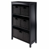 Terrace 6-Pc Storage Shelf With 5 Foldable Woven Baskets, Espresso And Chocolate