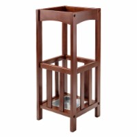 Rex Umbrella Stand With Metal Tray, Walnut