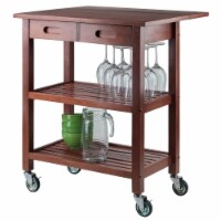 Winsome 33.07 Inch Tall Wood Jonathan Drop Leaf Rolling Kitchen Cart, Walnut