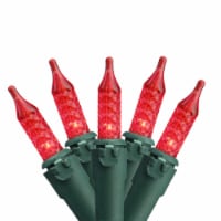 Brite Star 100 Red LED M5 Mini Christmas Lights - 32.4 ft Green Wire