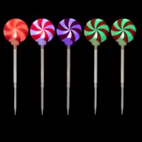 Brite Star Set of 5 Color Changing LED Peppermint Candy Christmas Pathway Markers 17.5