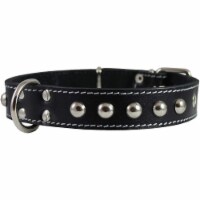 Black 1.25  Wide Thick Real Leather Studded Dog Collar. Fits 15 -20  Neck, Medium Breeds
