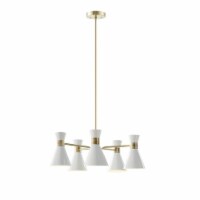 INK+IVY Ezra Chandelier with Antique Brass and White Finish II150-0118
