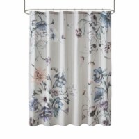 Madison Park Casual Cassandra Cotton Printed Shower Curtain with Blue MP70-7842