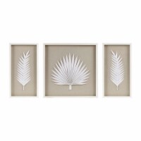 Madison Park Sabal Palm Rice Paper Framed Shadow Box 3 Piece Set in Off White