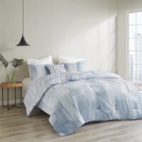N Natori Brush Stroke Reversible Comforter Set, Blue - King