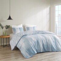 N Natori Embossed Seersucker Design, Breathable Oversized Comforter - King - Blue