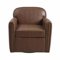 Madison Park Faux Leather Swivel Arm Chair with Brown Finish MP103-1193