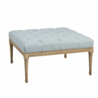 MARTHA STEWART Button Tufted Accent Ottoman with Blue Finish MT101-0171