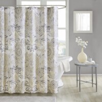 Madison Park Isla 100% Cotton Percale Shower Curtain, Yellow - 72x72