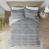 Drew 3 Piece Clipped Jacquard Duvet Cover Set
