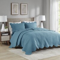 Nala 3 Piece Scalloped Edge Crinkle Microfiber Quilt Set