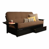 Kodiak Furniture Phoenix Futon with Linen Fabric Mattress in Cocoa Brown/Black