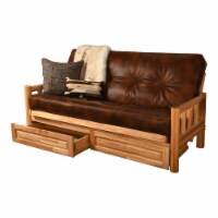 Kodiak Furniture Natural Lodge Storage Futon with Brown Faux Leather Mattress