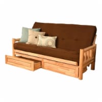 Kodiak Furniture Lodge Storage Futon with Suede Fabric Mattress in Natural/Brown