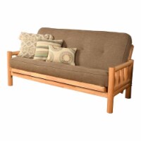 Kodiak Furniture Lodge Futon with Linen Fabric Mattress in Natural/Gray