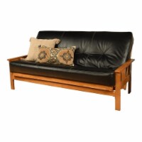 Kodiak Furniture Monterey Butternut Futon with Black Faux Leather Mattress