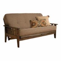 Kodiak Furniture Tucson Frame with Linen Fabric Mattress in Stone Gray/Walnut