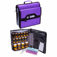 Med Manager Deluxe Medicine Organizer and Pill Case, Holds (15) Pill bottles, Purple