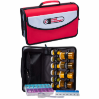 Med Manager Mini Medicine Organizer and Pill Case, Holds (10) Pill Bottles, Red