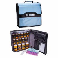 Med Manager Deluxe Medicine Organizer and Pill Case, Holds (15) Pill bottles, Light Blue