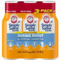 Arm & Hammer Simply Saline Nasal Relief Mist Spray- Giant Size - 4.5 Ounce (Pack of 3)