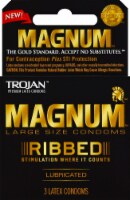 Trojan Magnum Ribbed Lubricated Large Size Latex Condoms Perspective: Main