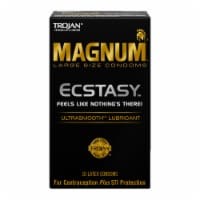 Trojan Magnum Ecstasy Ultra Smooth Lubricated Large Size Latex Condoms 10 Count