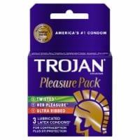 Trojan® Lubricated Latex Condoms Pleasure Pack Perspective: Main