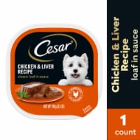 Cesar Classic Loaf in Sauce Chicken & Liver Recipe Adult Soft Wet Dog Food