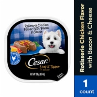 Cesar Loaf & Topper In Sauce Rotisserie Chicken Bacon & Cheese Adult Soft Wet Dog Food