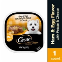 Cesar Loaf & Topper In Sauce Ham & Egg Potato & Cheese Adult Soft Wet Dog Food