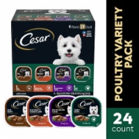 Cesar Soft Wet Dog Food Poultry Duck Oven Roasted Chicken Grilled Chicken & Turkey Variety Pack Perspective: Main