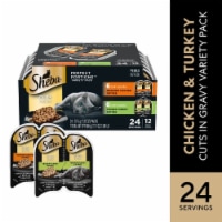 Sheba Perfect Portions Adult Wet Cat Food Cuts in Gravy Roasted Chicken & Tender Turkey Variety Pack Perspective: Main